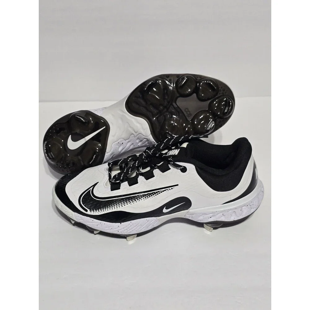 Nike Men's 7.5 Alpha Huarache Elite 4 Low Baseball Cleats Black / White - NEW